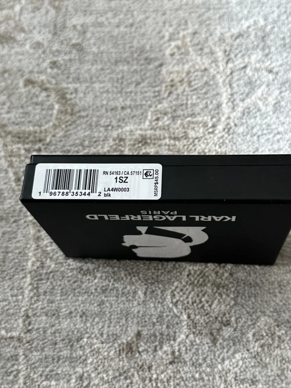 Karl Lagerfeld Black Leather Card Holder with Character Patch. NWT’s.